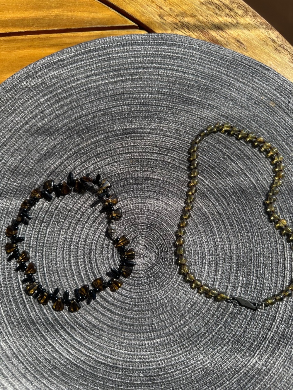 Earth Tone Beaded Bracelet Set – Tiger Eye Style & Smoky Glass